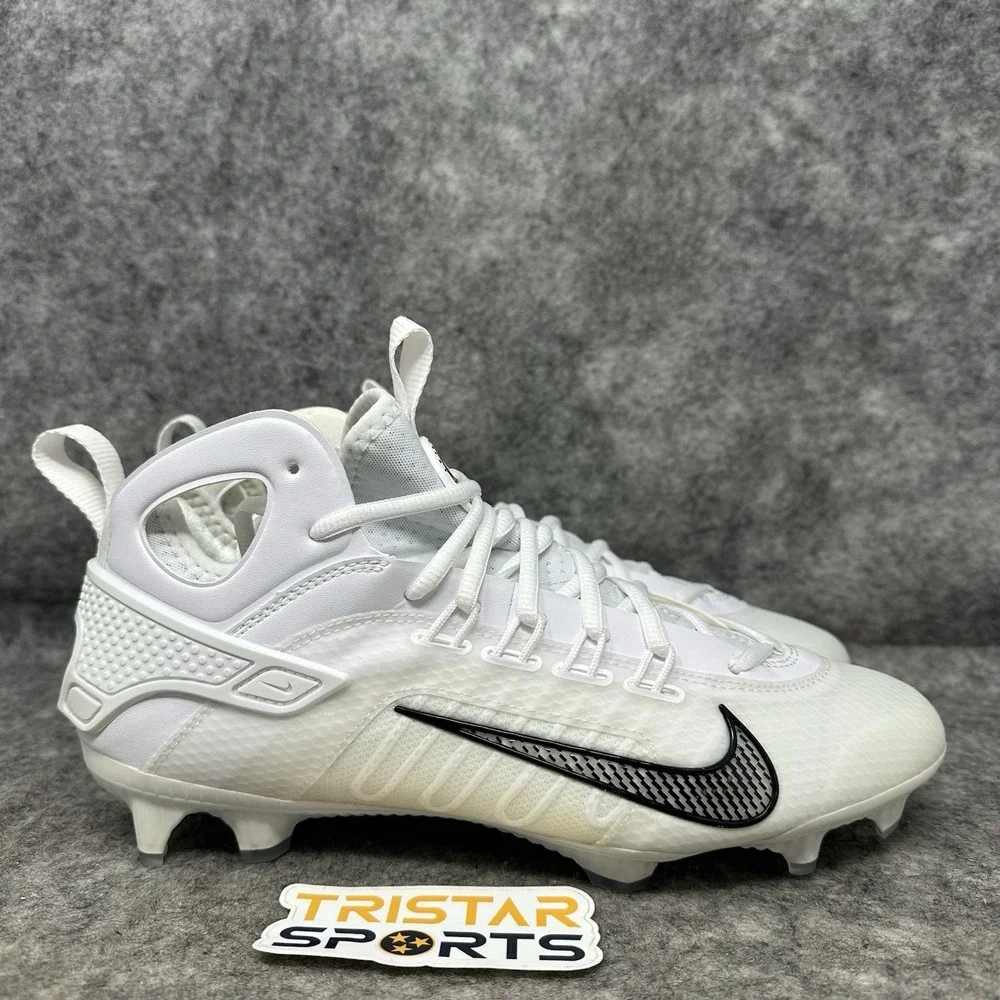 Nike Huarache 9 Elite Mid Lacrosse Cleats Mens Sz 7.5 White Black FD0088-101 LAX